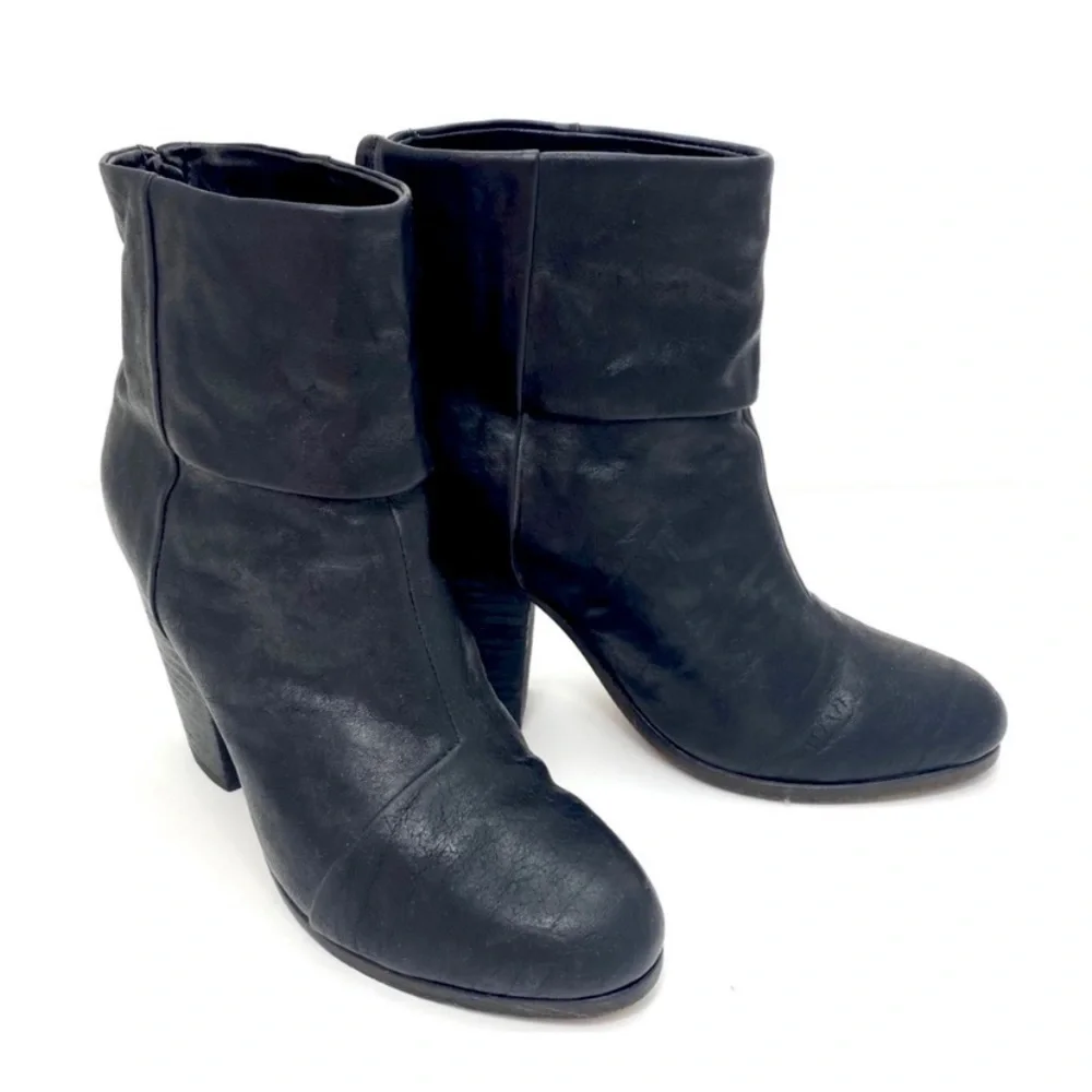 RAG & Bone Classic Newbury Leather Ankle Heel Bootie in Black Size 6